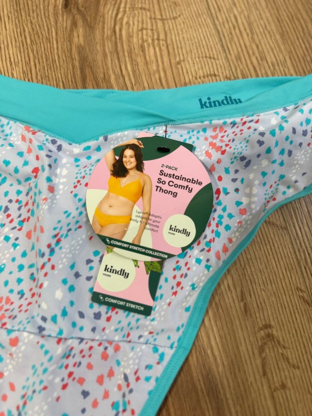 Kindly Yours 2-Pack Cross-Over Thong Set Blue Spots White Plus XXXL (22) NWT